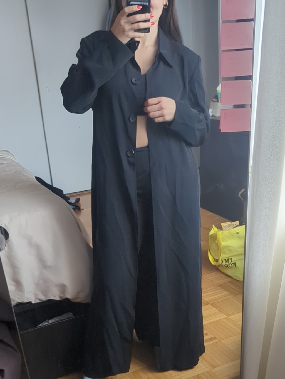 Mario Serrani Black Coat with Red Nails Accent